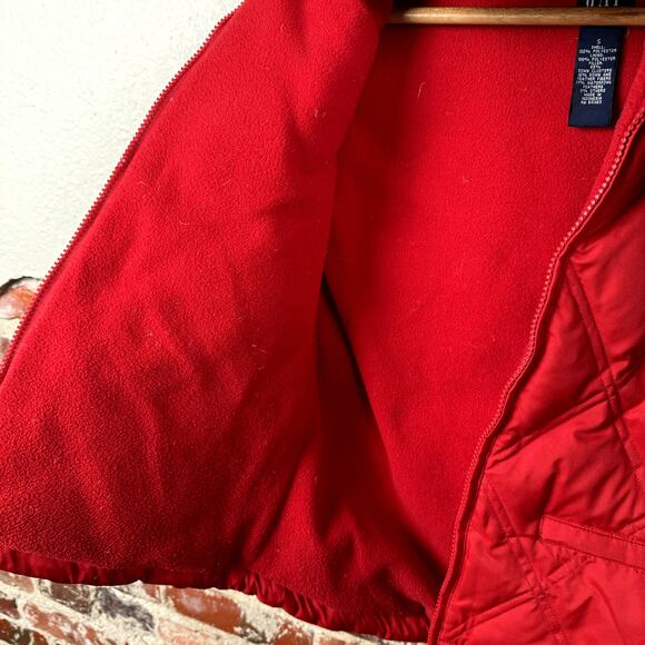 Vintage Gap Jacket Size Small Red Zip Up Puffer Vest Down Insulated Fleece Lined - Picture 4 of 6